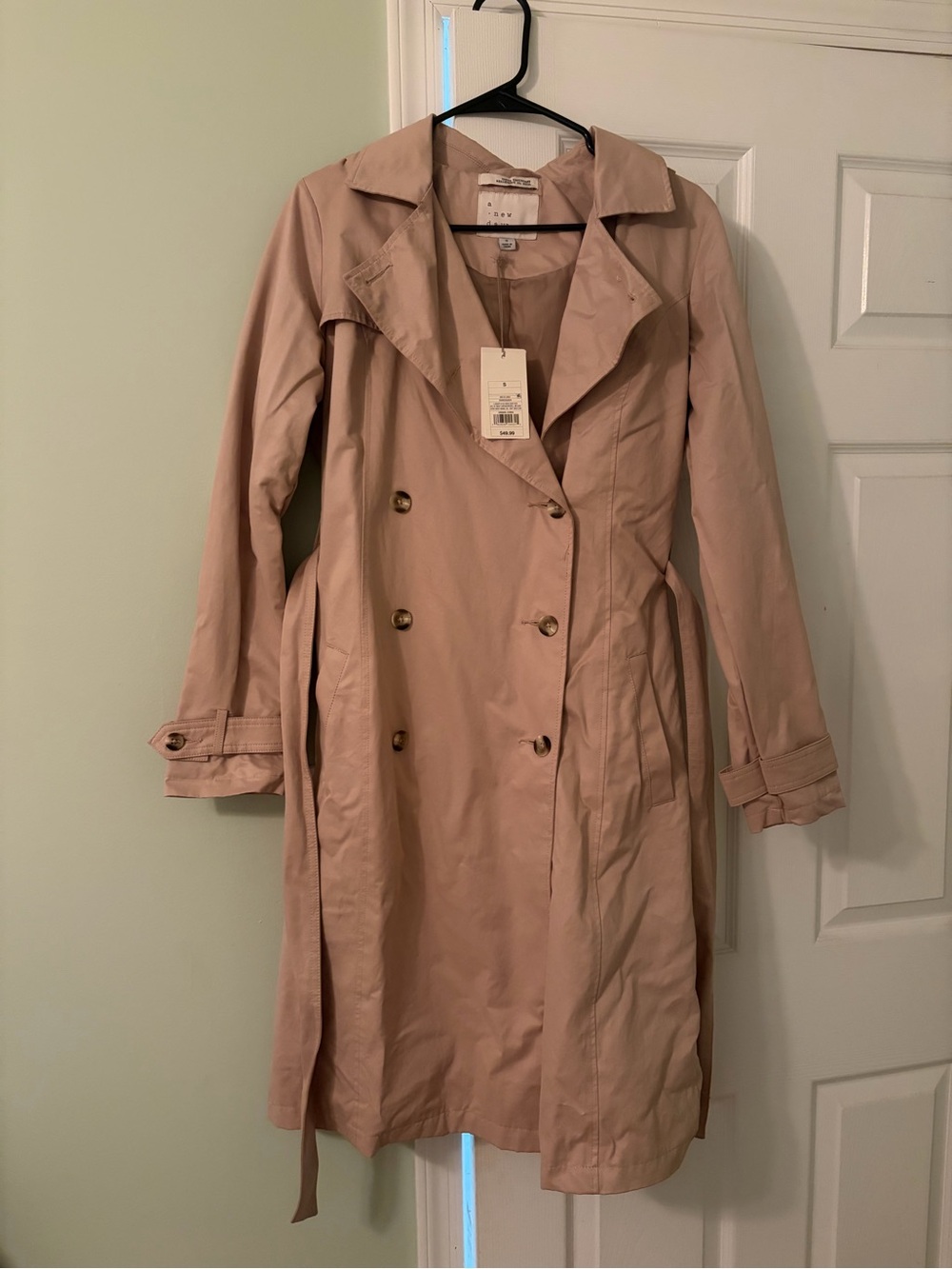 A New Day Beige Double-Breasted Trench Coat
